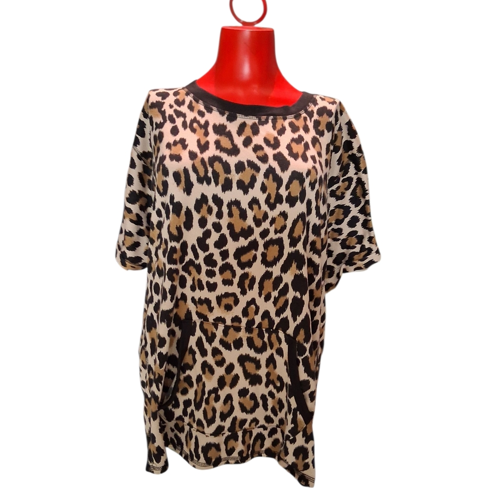 Secret Treasures Animal Print Top with Red Trim